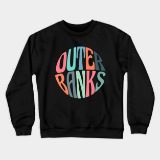 outer banks groovy retro/vintage dark version (obx) Crewneck Sweatshirt